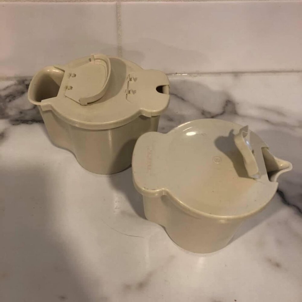 Tupperware Vintage  Almond Cream ad Sugar Set